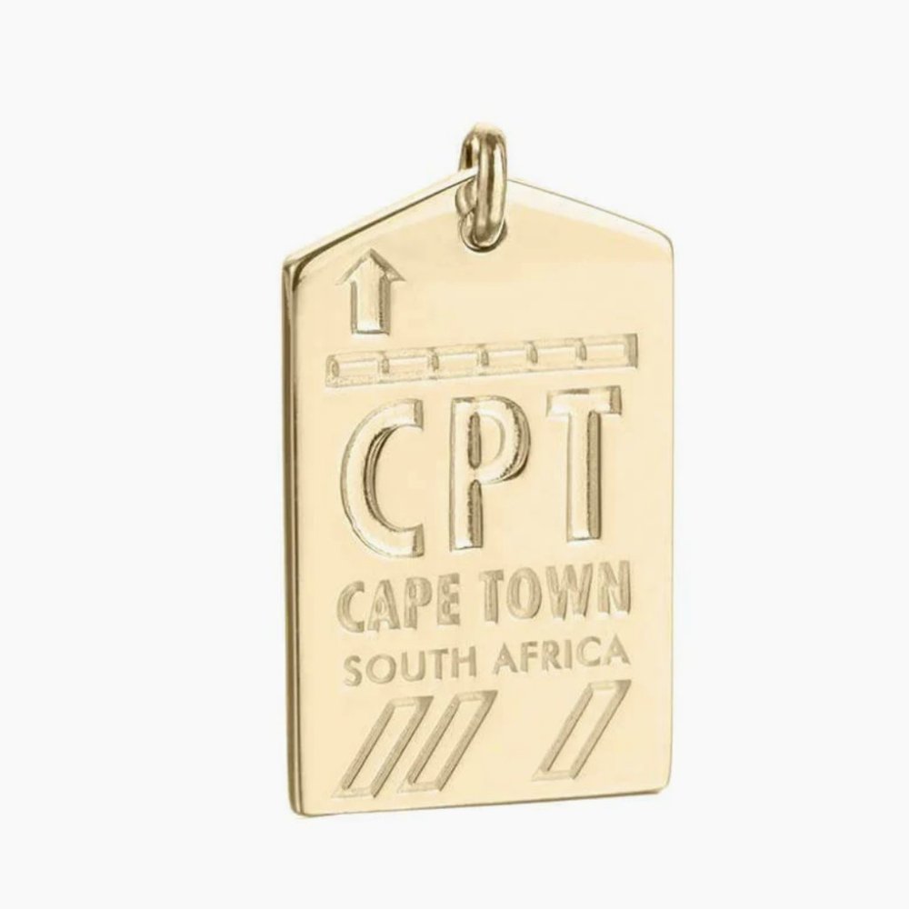 Jet Set Candy Cape Town CPT Luggage Tag Charm Gold Vermeil